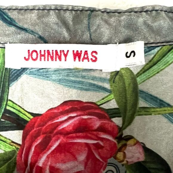 Johnny Was Heaven Long Floral Print Silk Tunic - Picture 8 of 12